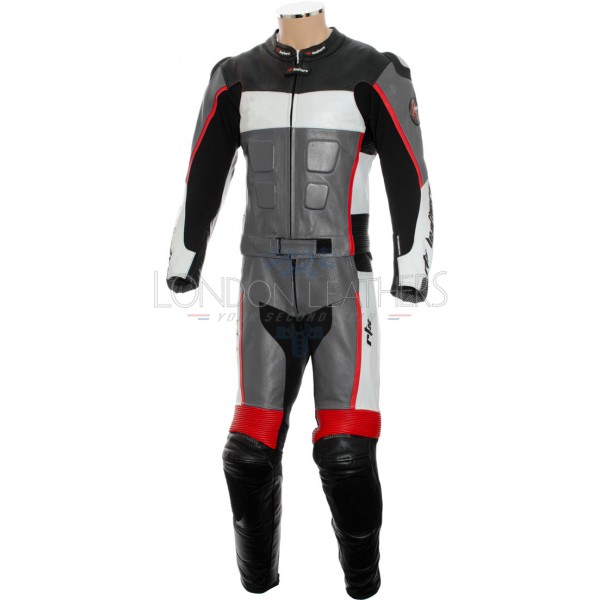 RTX GP Tech Grey Racing Leather Motorcycle Suit